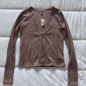 Old Navy Ribbed Long Sleeve Top - Brown